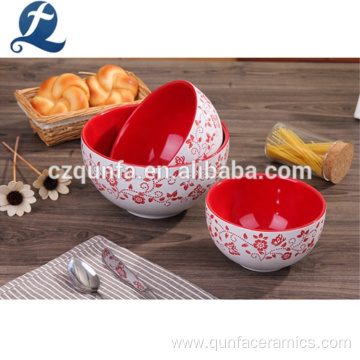 Different Size Printed Rice Soup Ceramic Noodle Bowl